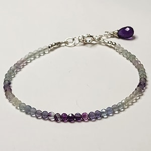 Rainbow Fluorite Gemstone Bracelet, Ombre Gemstone Bracelet, Multi Beaded, Minimalist Bracelet, Gemstone Bracelet.