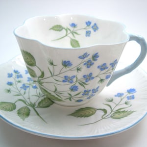 Shelley American Brooklime Tea Cup and Saucer: Dainty Floral China