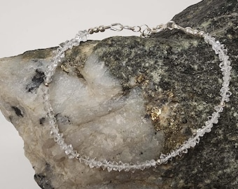 Herkimer Diamond Bracelet: Natural Quartz Crystal, Sterling Silver