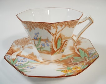Rare Melba Tea Cup and Saucer, Hand Painted tea cup and saucer set, 1920's Teacup and Saucer.
