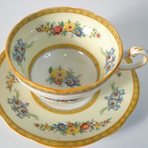 Antique  Star Paragon tea cup and saucer, Yellow Ocher Tea cup set , Star Paragon teacup and saucer.