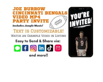 Joe Burrow Cincinnati Bengals Digital Video Party Invitation