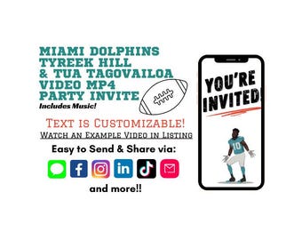 Miami Dolphins Digital Video Party Invitation