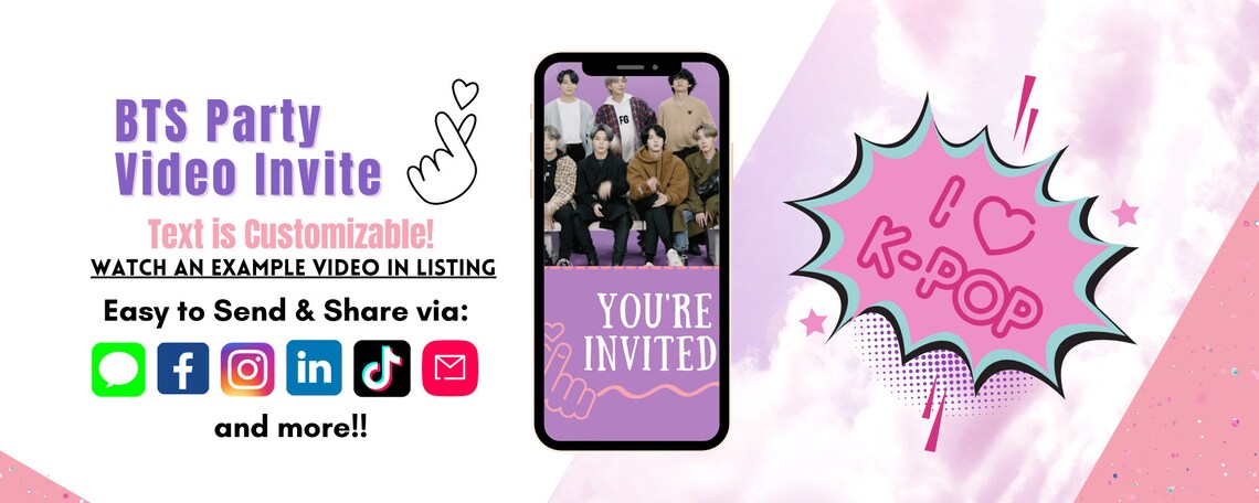 BTS Party Video Invitation - Etsy