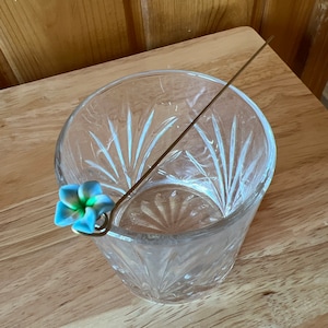 Cocktail Skewers featuring Colorful Clay Flowers - Martini Olive Pick - Mixologist Accessories - Drink Garnish - Mocktails