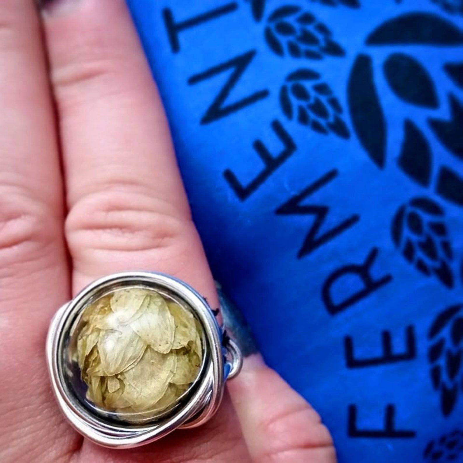 Round Silver Hop Ring Beer Jewelry Northern Michigan Hops Etsy