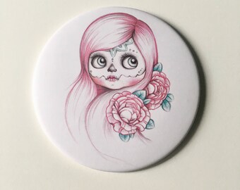 Pocket mirror-blythe pocket mirrow, illustrated mirror, blythe illustration