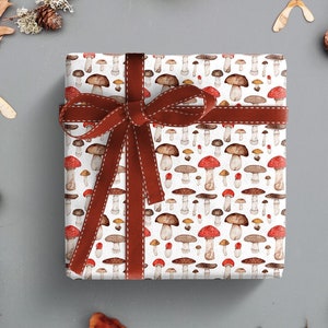 Mushroom Wrapping Paper Watercolour Wildlife Birthday Gift Wrap 
