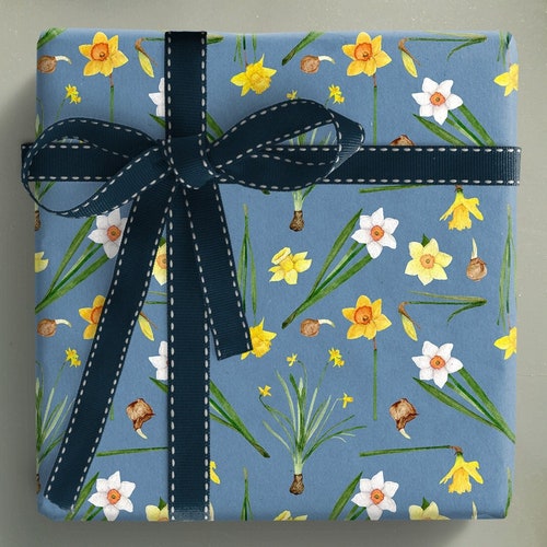 Daffodil Wrapping Paper Daffodil Gift Wrap Spring Birthday Etsy UK