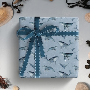 Humpback Migration Wrapping Paper, Whale Gift Wrap, Ocean Gift Wrap, Birthday Wrapping Paper, Sea Life, Humpback Gift Wrap, Whales