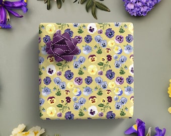 Pansy Wrapping Paper, Pansy Gift Wrap, Spring Gift Wrap, Flower Wrapping Paper, Flower Gift, Easter Wrapping Paper, Easter Gift Wrap