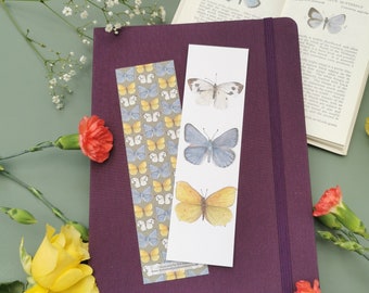 Double Sided Brimstone Butterfly Bookmark, Illustrated Bookmark, Cottagecore Bookmark, Butterfly Gift, Book Lover Gift, Yellow Butterfly