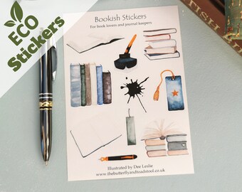 Book Sticker Sheet, Eco Friendly Stickers, Bookish Stickers, Journal Stickers, Planner Stickers, Book Lover Sticker Pack, Writers Journal