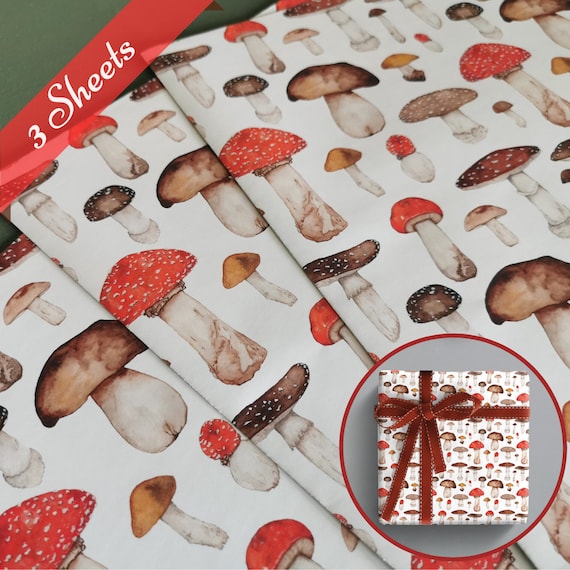 Toadstool Wrapping Paper for Mushroom Lover Gift Fungi Birthday Gift Wrap  Toadstool Gift Wrap Mushroom Wrapping Paper 3 SHEETS 
