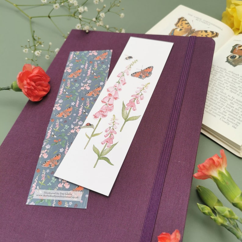 Double Sided Butterfly Bookmark, Illustrated Bookmark, Cottagecore Bookmark, Butterfly Gift, Book Lover Gift, Floral Bookmark, Cozy Bookmark image 7