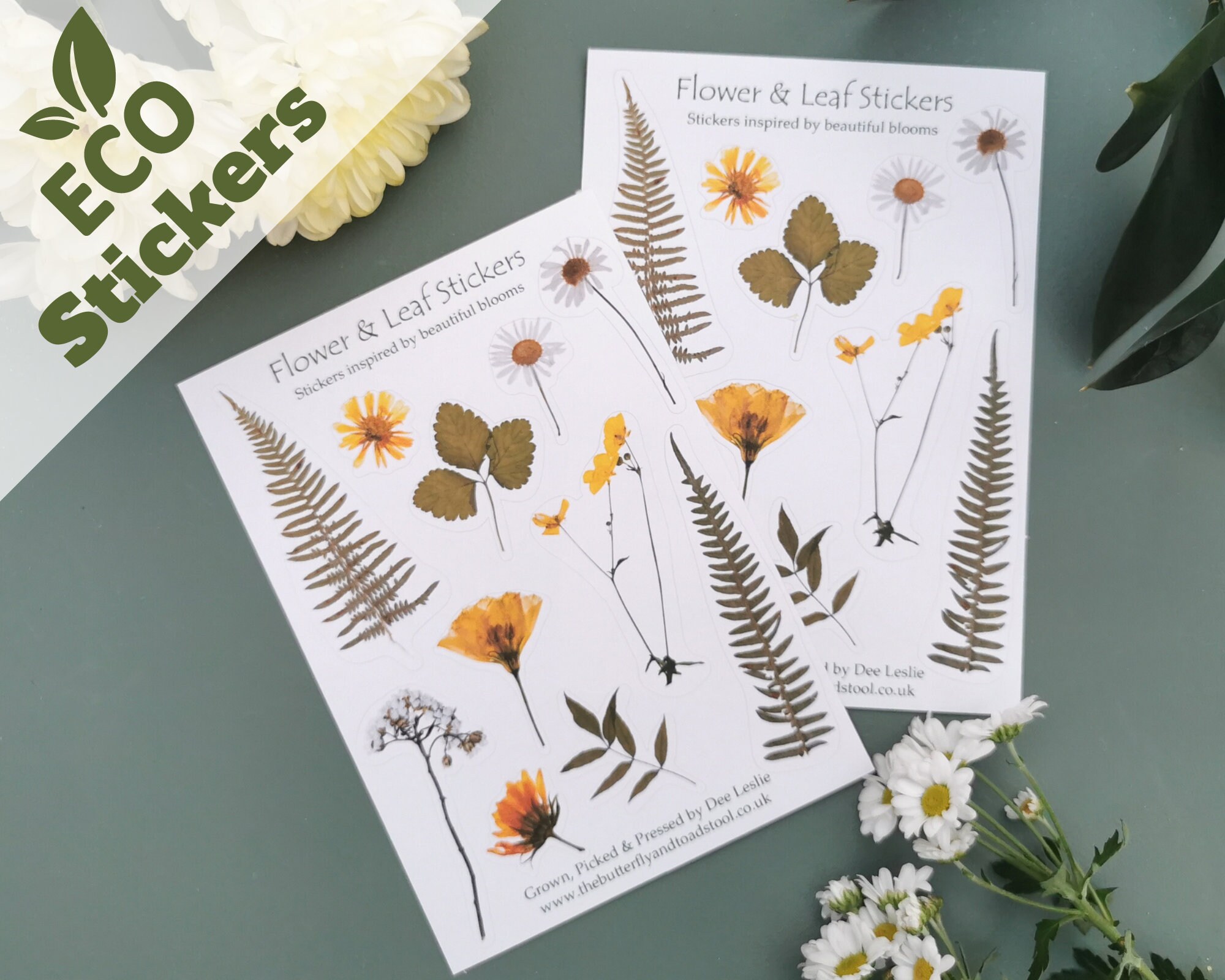Pressed Flower Sticker Sheet, Eco Stickers, Cottagecore Journal