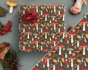 Mixed Mushroom Wrapping Paper, Fungi Gift Wrap, Mushroom Birthday Gift Wrap, Forest Wrapping Paper, Toadstool Wrapping Paper