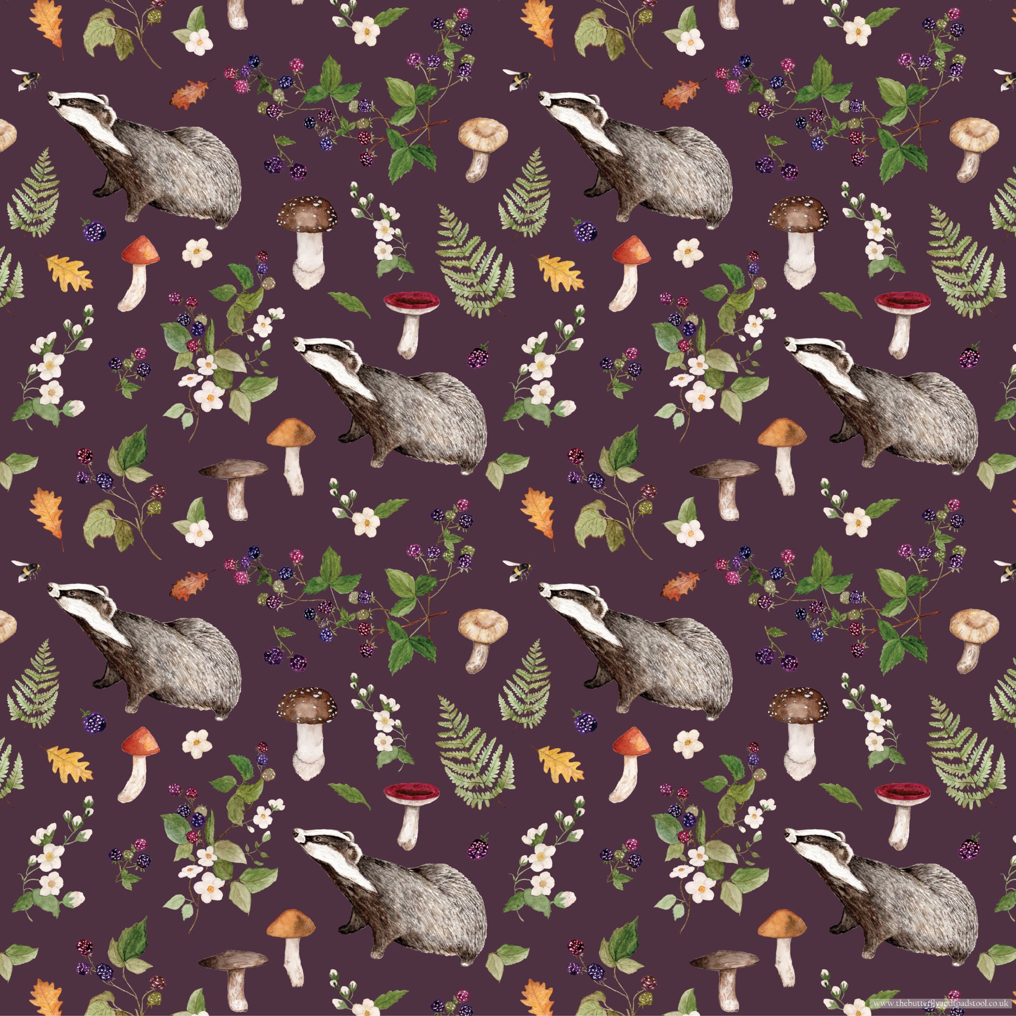 Forest Gift Wrap for Nature Lover Woodland Themed Wrapping Paper Inc.  Mushroom Gift Wrap Squirrel Gift Wrap Badger Gift Wrapping Paper 3PK 