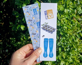 Spring Gardener Bookmark, Illustrated Bookmark, Gardener Gift, Bookmark, Mum Gift, Garden Lover Gift, Country Living Bookmark
