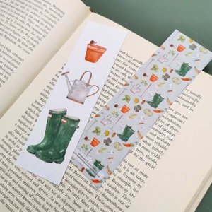 Double Sided Gardener Bookmark, Illustrated Bookmark, Gardener Gift, Bookmark, Grandpa Gift, Garden Lover Gift, Country Living Bookmark