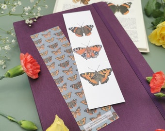 Butterfly Bookmark, Double Sided Bookmark, Illustrated Bookmark, Cottagecore Bookmark, Butterfly Gift, Book Lover Gift, Red Admiral Book