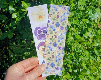 Pansy Flower Bookmark, Illustrated Bookmark, Gardener Gift, Bookmark, Mum Gift, Flower Lover Gift, Country Bookmark