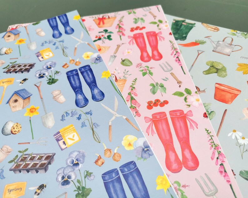 Mixed Gardener Gift Wrap Pack For Garden Lovers Garden Themed Wrapping Paper Pack Allotment Gift Wrap Wrapping Paper 3PK image 1