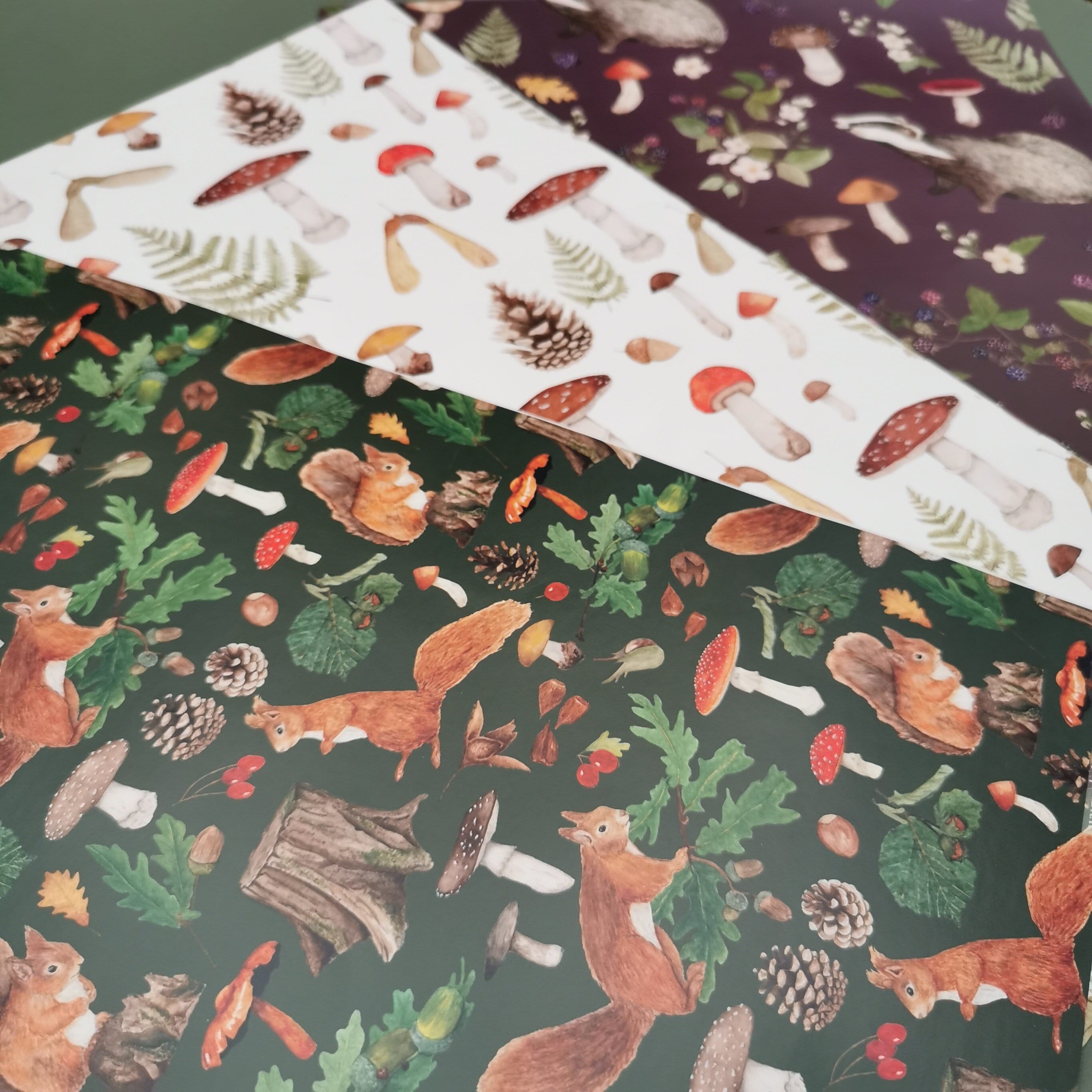 Whimsical Woodland Forest Animals Sage Greenery Wrapping Paper