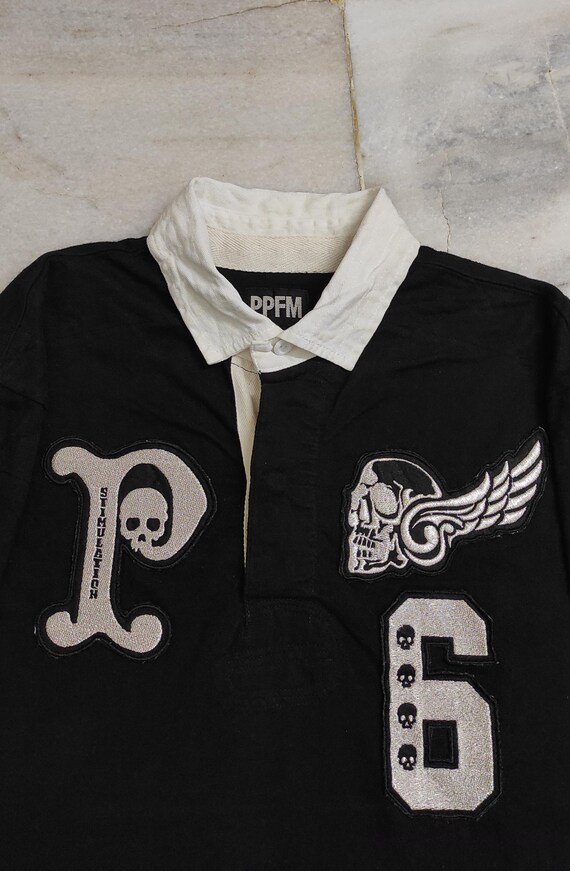 PPFM Embroidered Skull Rugby Shirt - AW2000 Vinta… - image 3
