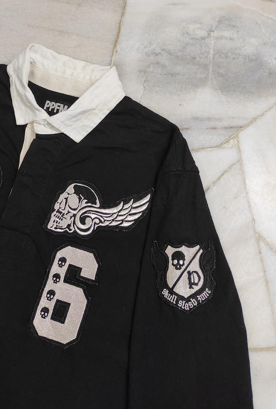PPFM Embroidered Skull Rugby Shirt - AW2000 Vinta… - image 5