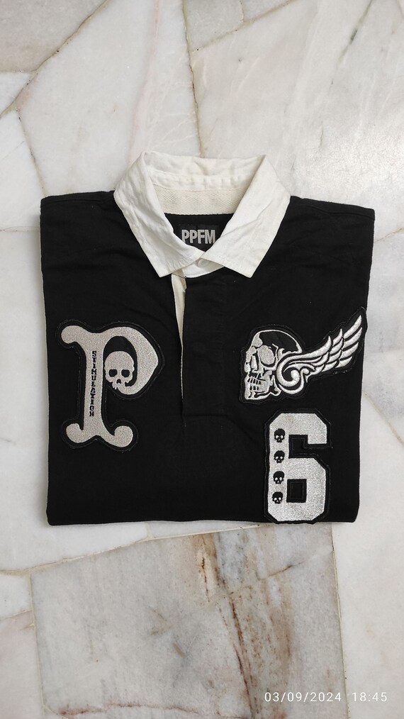 PPFM Embroidered Skull Rugby Shirt - AW2000 Vinta… - image 10