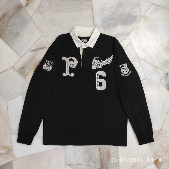PPFM Embroidered Skull Rugby Shirt - AW2000 Vinta… - image 1