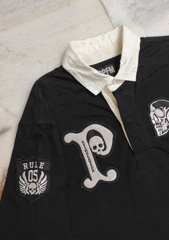 PPFM Embroidered Skull Rugby Shirt - AW2000 Vinta… - image 4