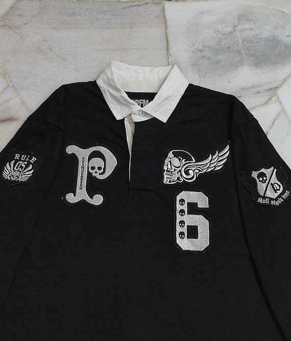 PPFM Embroidered Skull Rugby Shirt - AW2000 Vinta… - image 7