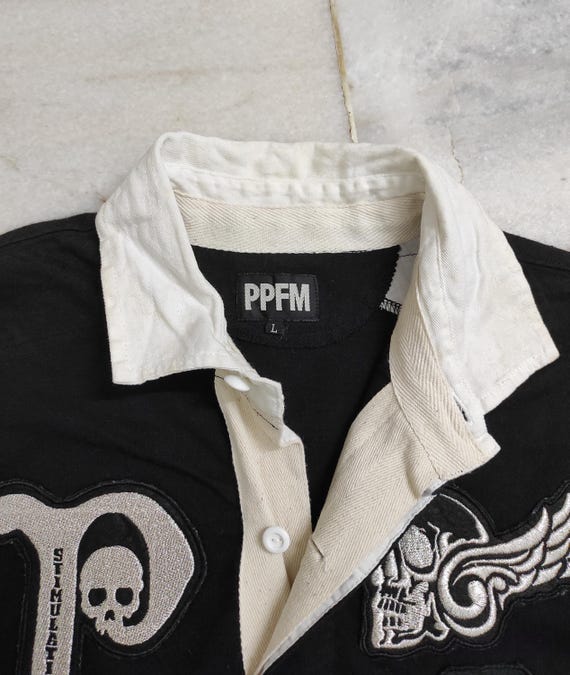 PPFM Embroidered Skull Rugby Shirt - AW2000 Vinta… - image 6
