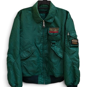 Vintage 80s/90s Men's Ba-Tsu Japan Flight Jacket Military Bomber Embroidered Back