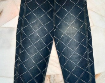 Issey Miyake-designerjeans met prikkeldraadfrappois Zeer zeldzaam