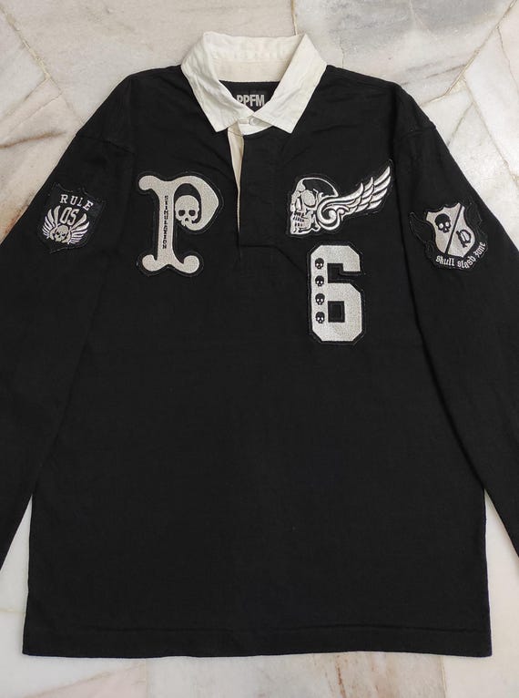 PPFM Embroidered Skull Rugby Shirt - AW2000 Vinta… - image 9