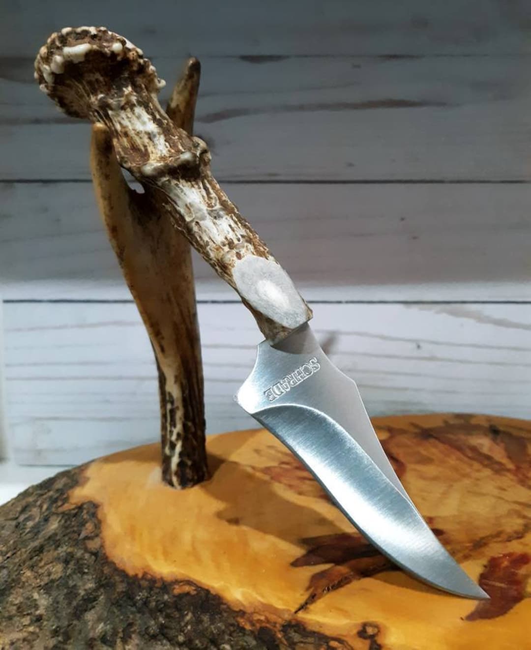 Whitetail Deer Antler Knife, Handmade Skinning Knife, Hunting Knife