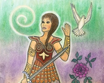 Goddess Azna, Metaphysical Divine Feminine Defender from Evil by Shamanic Artist/Healer Azurae Windwalker