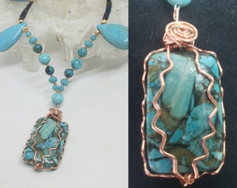 Luxurious Blue Copper Mojave Turquoise LIFEforce Energy Beaded Necklace - Healing & Prosperity by shamanic healing artist Azurae Windwalker