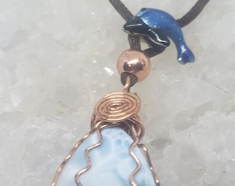 Larimar Dolphin Peace Stone Healers  LIFEforce Energy Orgone Amulet Metaphysical Necklace by Shamanic Healing Artist Azurae Windwalker