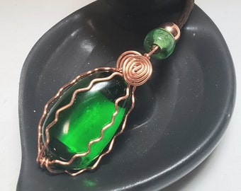 Green Obsidian Gaia Stone LIFEforce Energy Amulet Metaphysical Necklace by shamanic healing artist, Azurae Windwalker