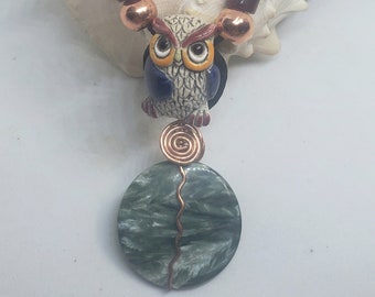 Seraphinite Owl Totem Angelic Nature Spirit LIFEforce Energy Amulet by shamanic healing artist, Azurae Windwalker