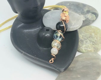 Dowsing Clear and Upping Energy Frequency LIFEforce Energy Amulet in Shungite, Aqua Aura, Citrine & Selenite  by Azurae Windwalker