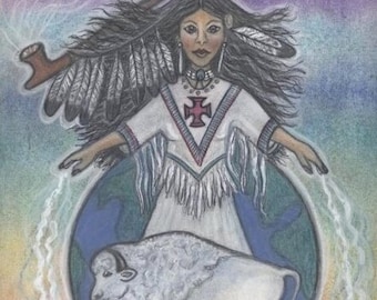 White Buffalo Calf Woman - Metaphysical Earthkeeper, Divine Feminine Warrior Spirit by Shamanic artist healer Azurae Windwalker