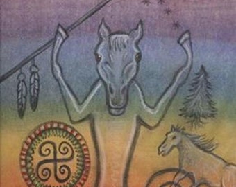 Personal Power Horse Spirit Petroglyph Portrait - Belly Gateway Chakra - by shamanic healing artist Azurae Windwalker