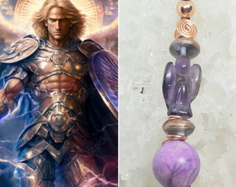 Archangel Michael Protective  Sugelite and Amethyst Lifeforce Energy Amulet from shamanic artist Azurae Windwalker