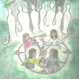 Impresión de retrato de la Rueda Medicinal. Ancestros Iluminados, Guía Espiritual de Azurae Windwalker