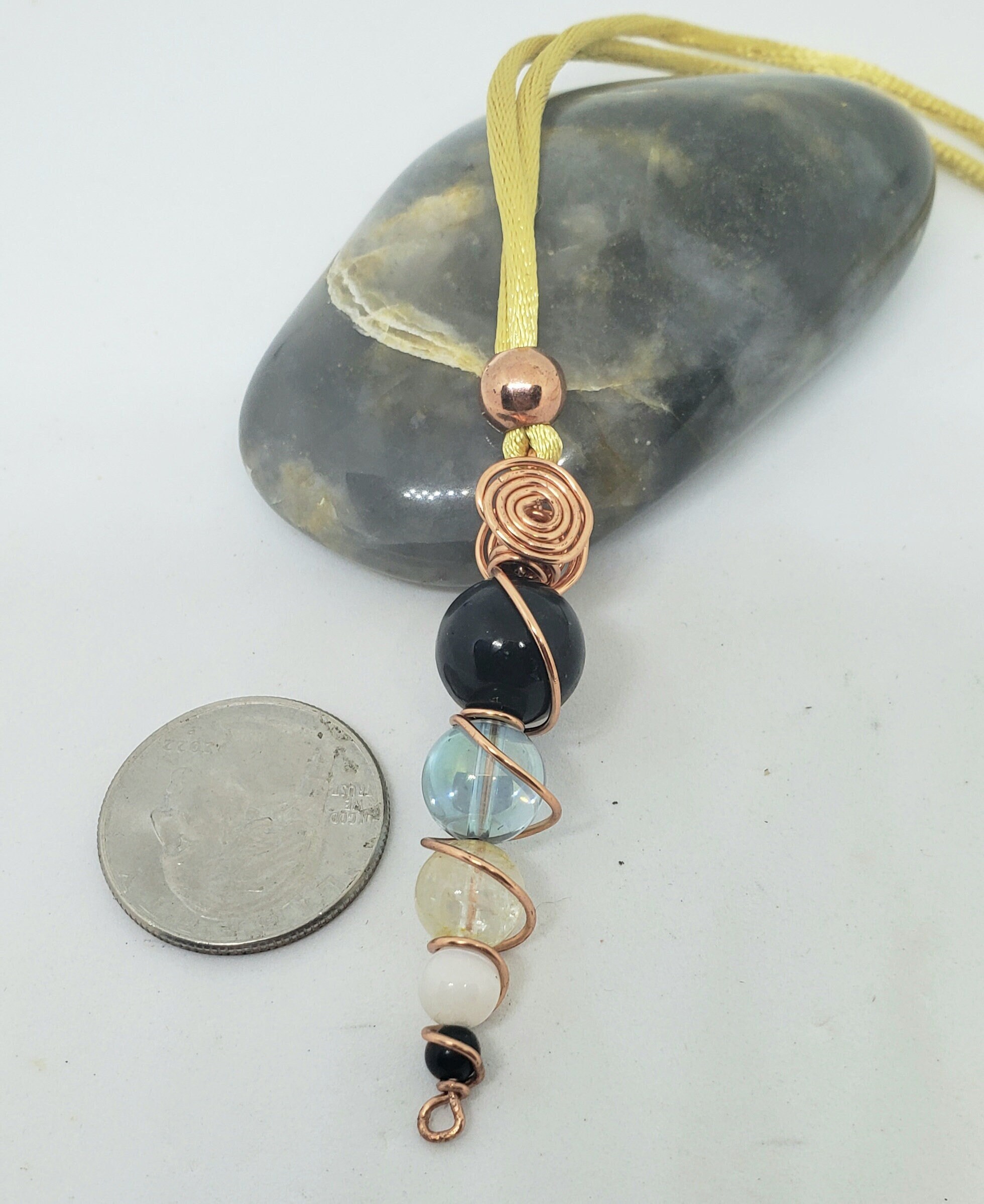 Clear Energy and Raise Your Energy Frequency LIFEforce Energy Amulet in Shungite, Aqua Aura, Citrine & Selenite  by Azurae Windwalker